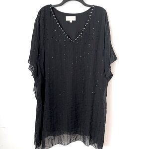Monroe & Main Sequined Dolman Sheer Kaftan Swim Cover Up